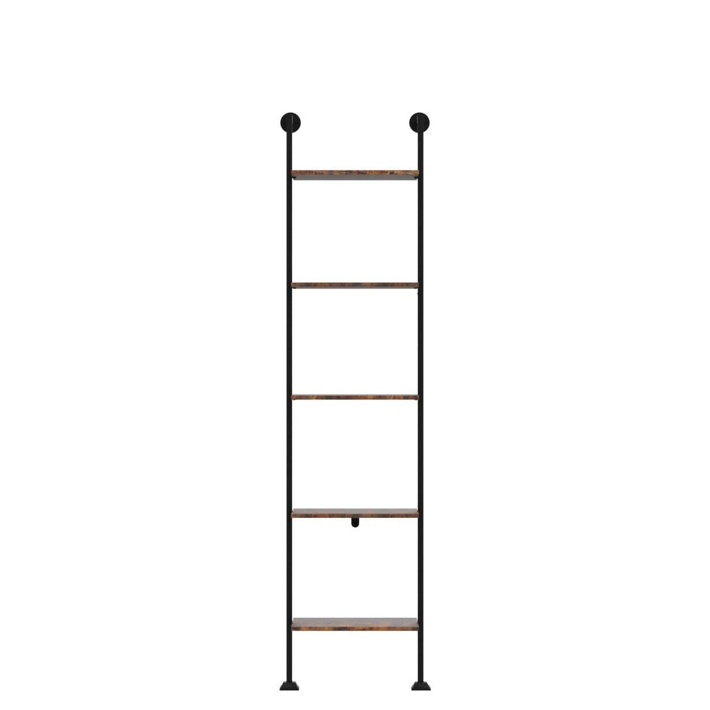 5-Tier Ladder Shelf Black Metal Frame Rustic Brown Q764450