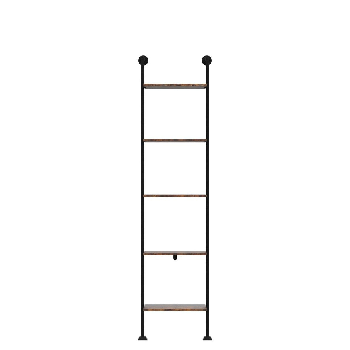 5-Tier Ladder Shelf Black Metal Frame Rustic Brown Q764450