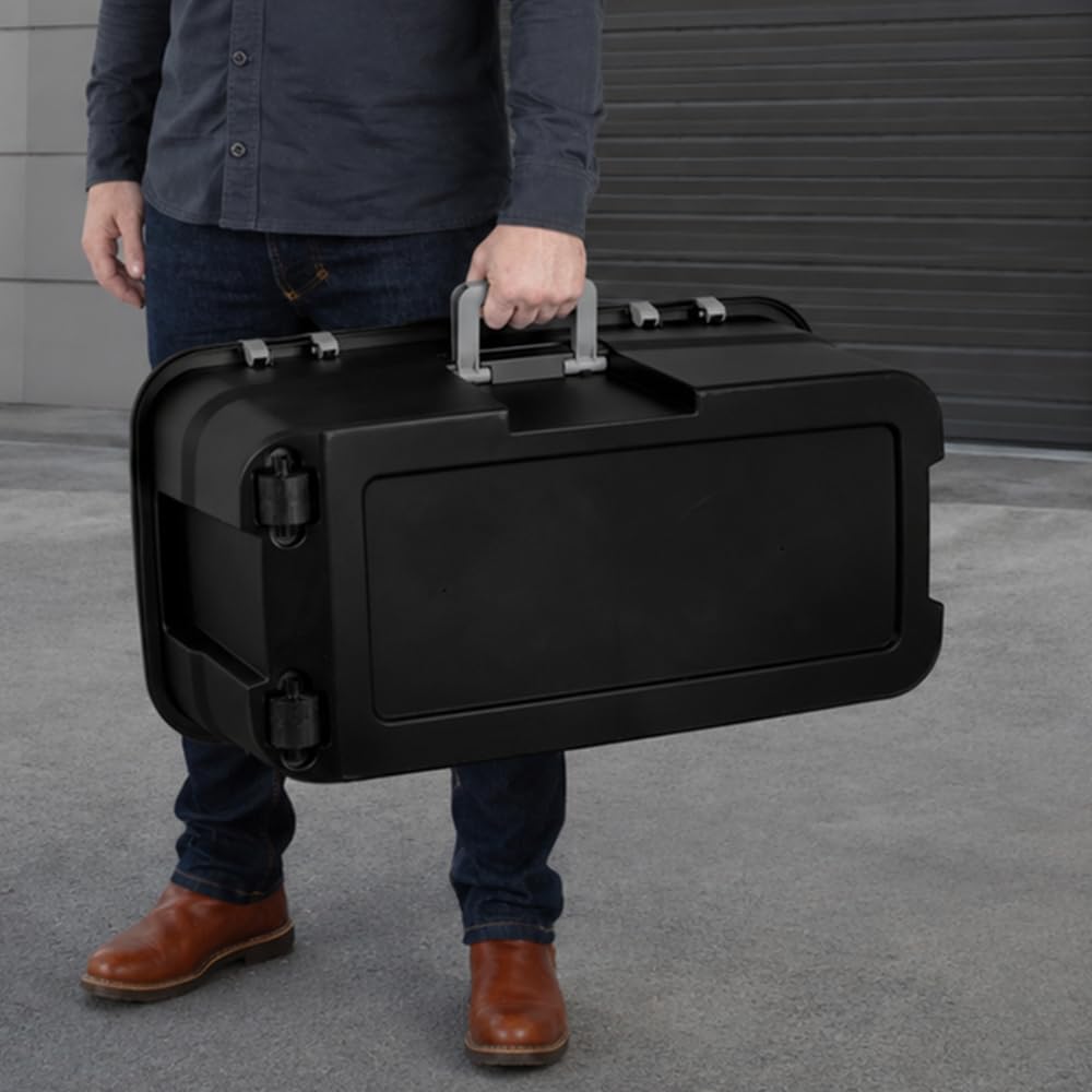 Rolling Storage Trunk with Wheels and Handle, 22 Gallon Black Bin T135