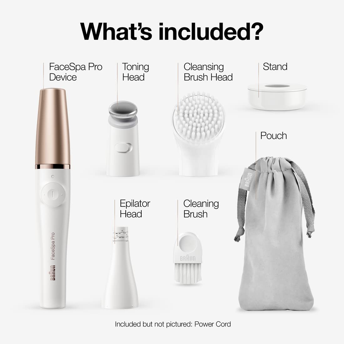 Facial Hair Removal Device 3-in-1 Epilating Cleansing Brush and Skin Toning X75637