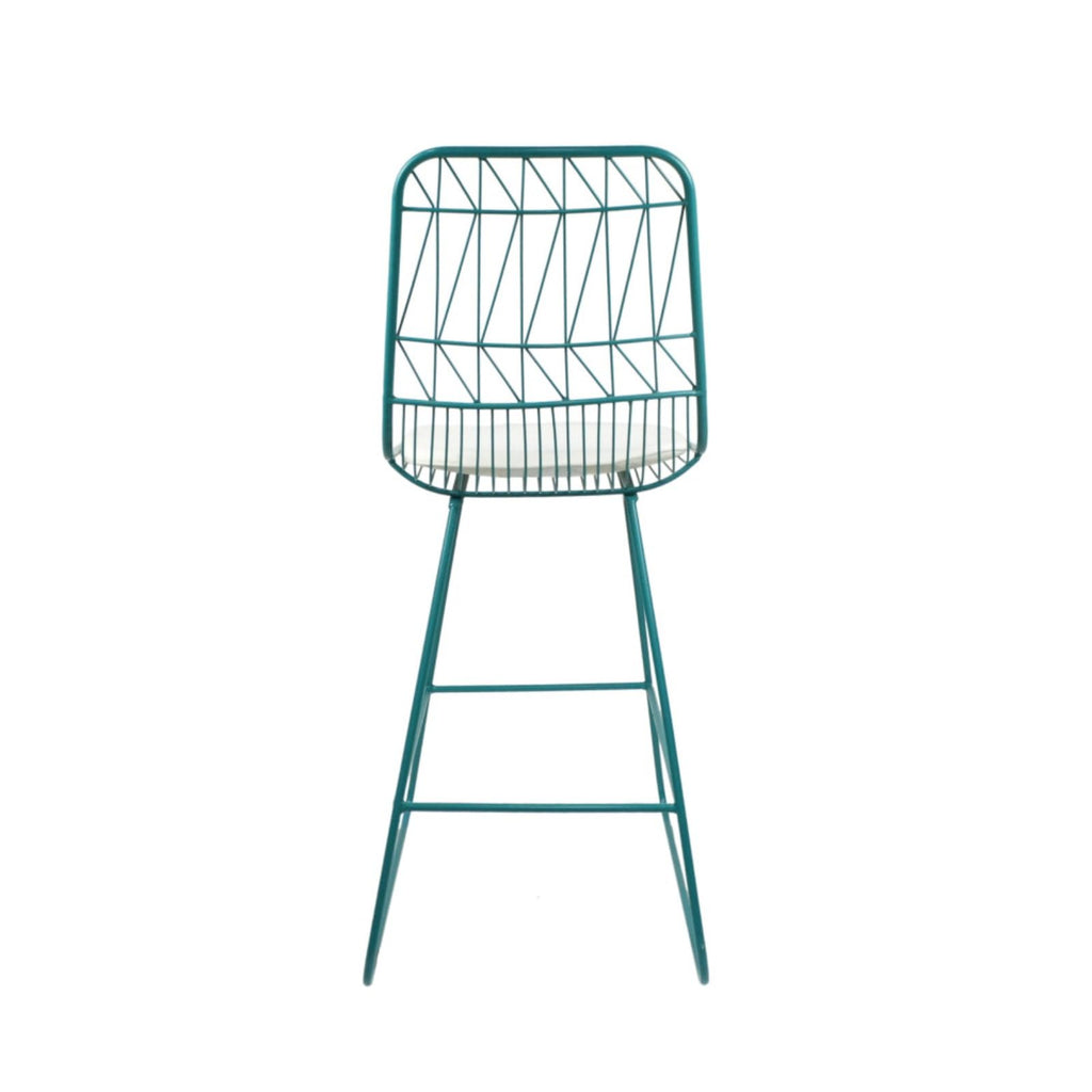 Teal Iron Patio Bar Stools with Cushion, Set of 2 G853981