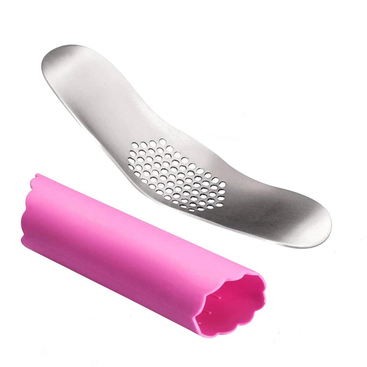 Stainless Steel Garlic Press with Silicone Peeler Y164