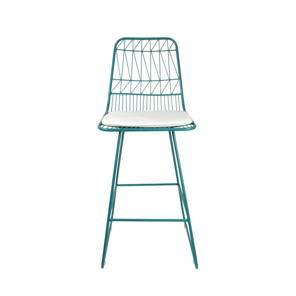 Teal Iron Patio Bar Stools with Cushion, Set of 2 G853981