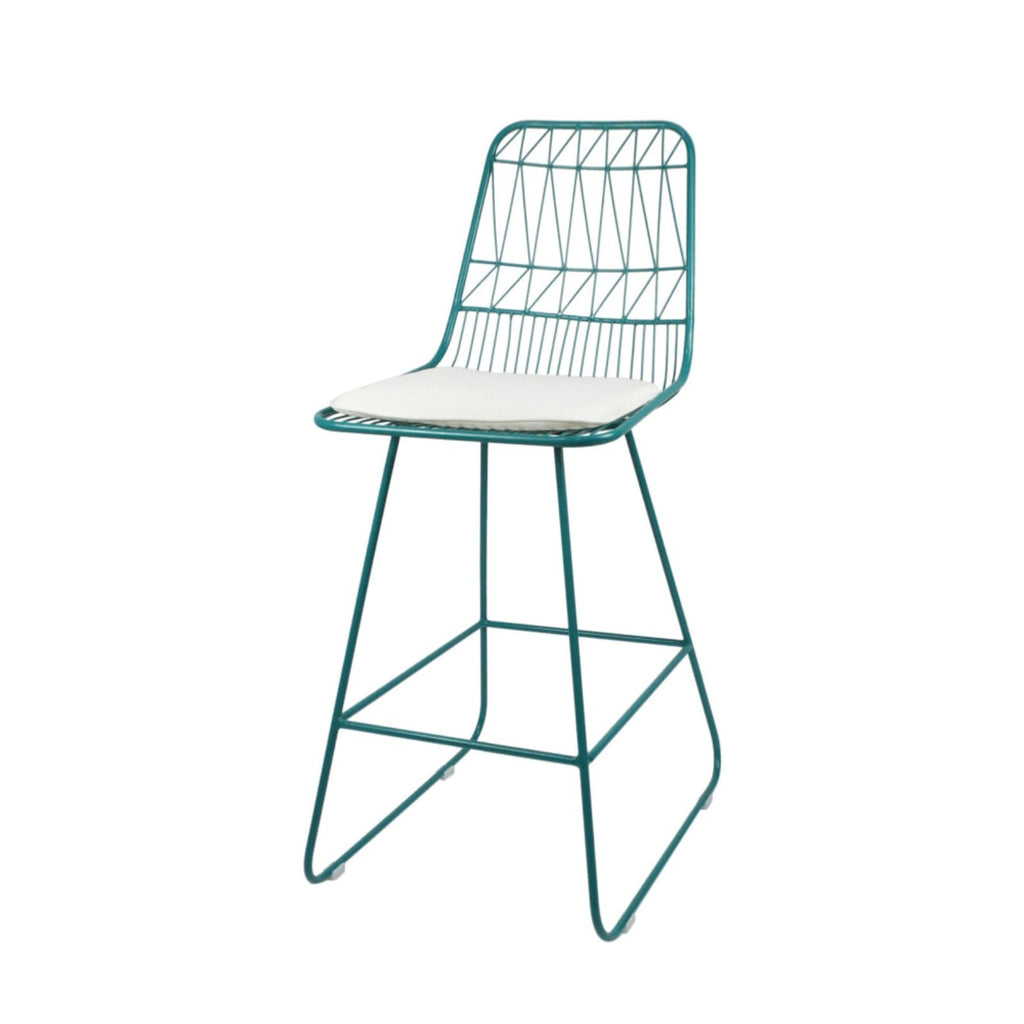 Teal Iron Patio Bar Stools with Cushion, Set of 2 G853981