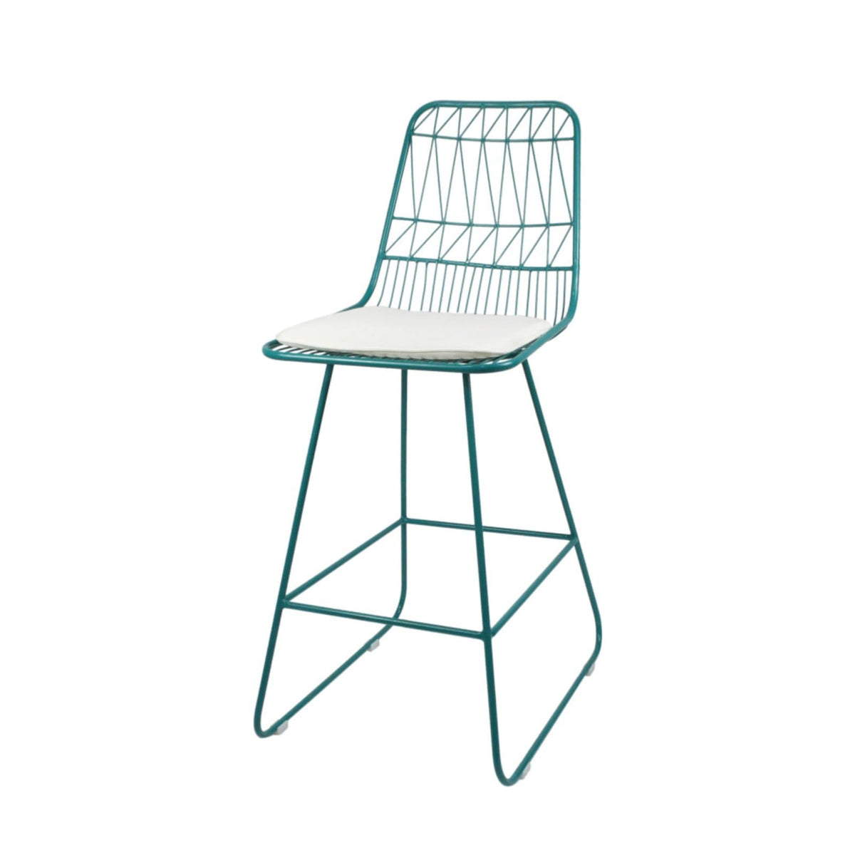 Teal Iron Patio Bar Stools with Cushion, Set of 2 G853981