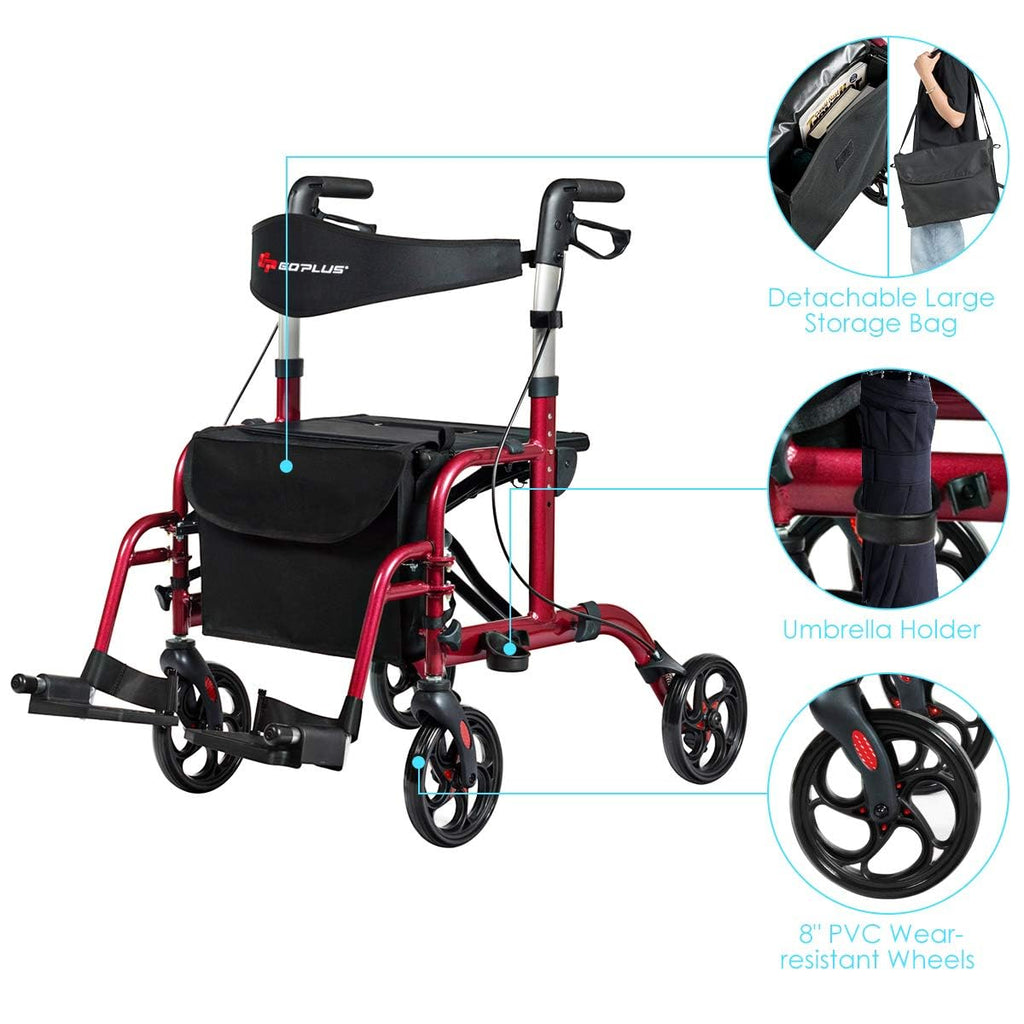 2 in 1 Folding Rollator Walker with Seat S70332