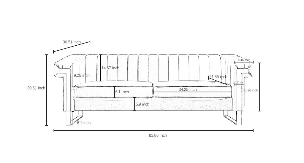 Orange Velvet 3-Seater Sofa with Armrest Y609