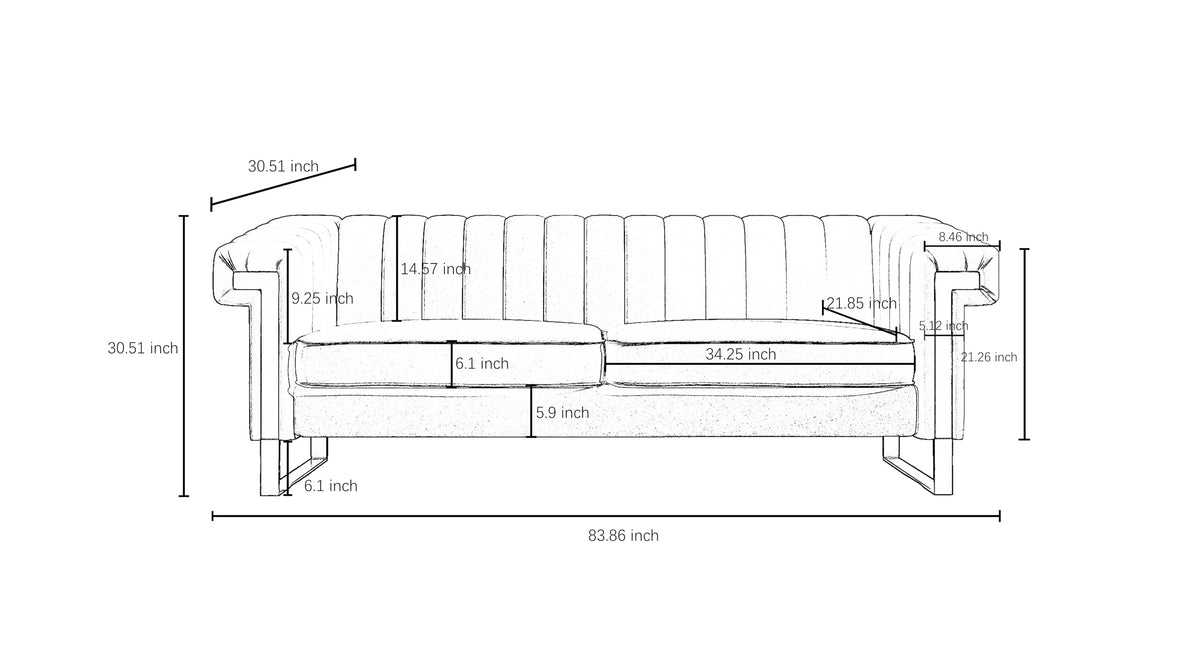 Orange Velvet 3-Seater Sofa with Armrest Y609