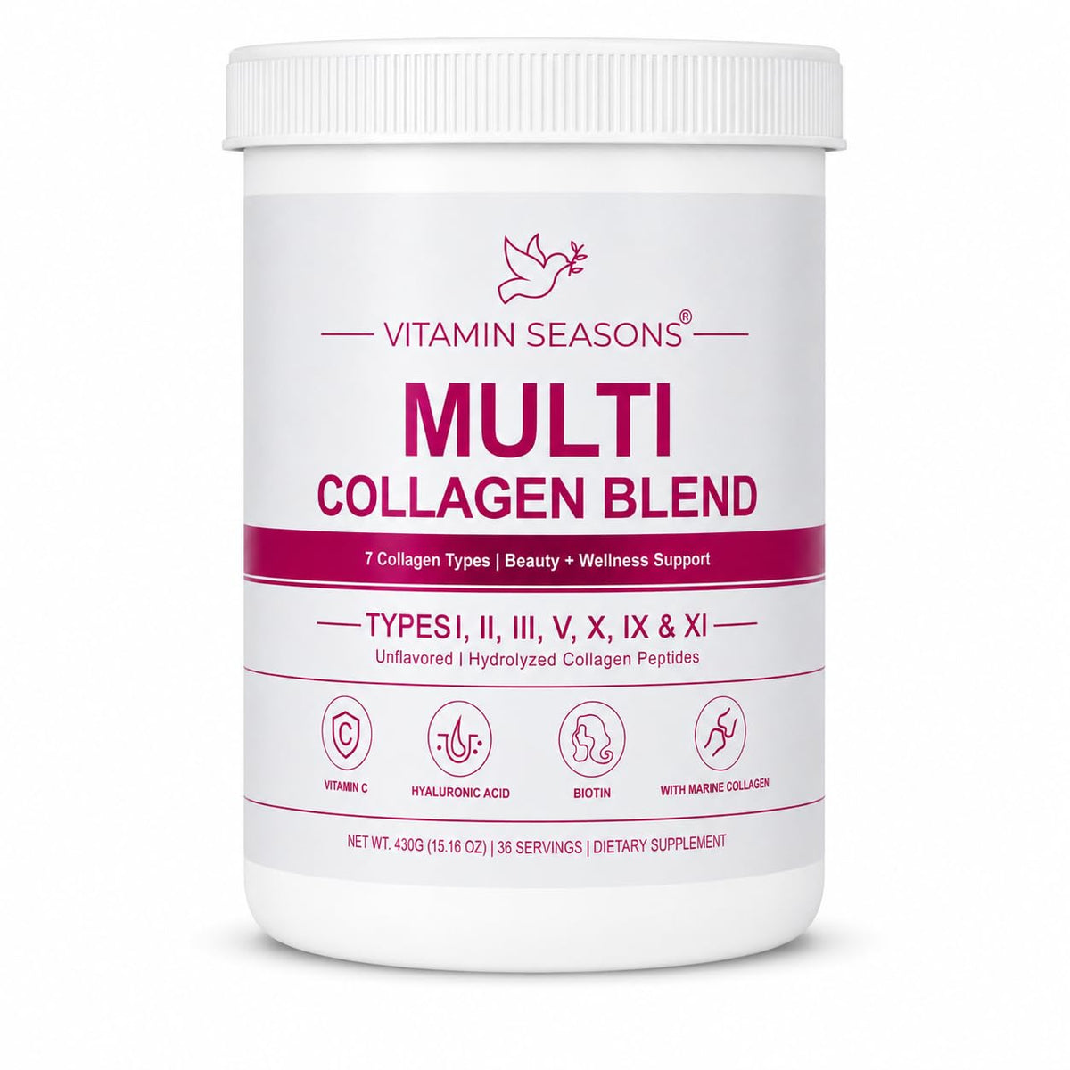 Unflavored Hydrolyzed Collagen Peptides Powder 15.16 oz X1641
