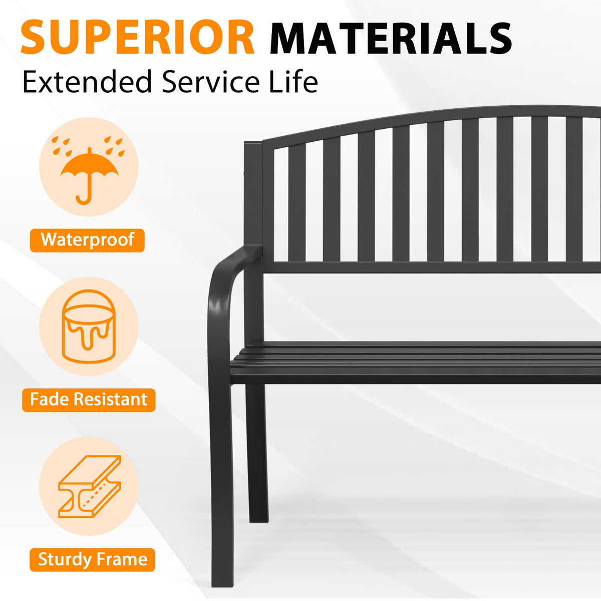 50" Anti-Rust Weatherproof Outdoor Bench T498