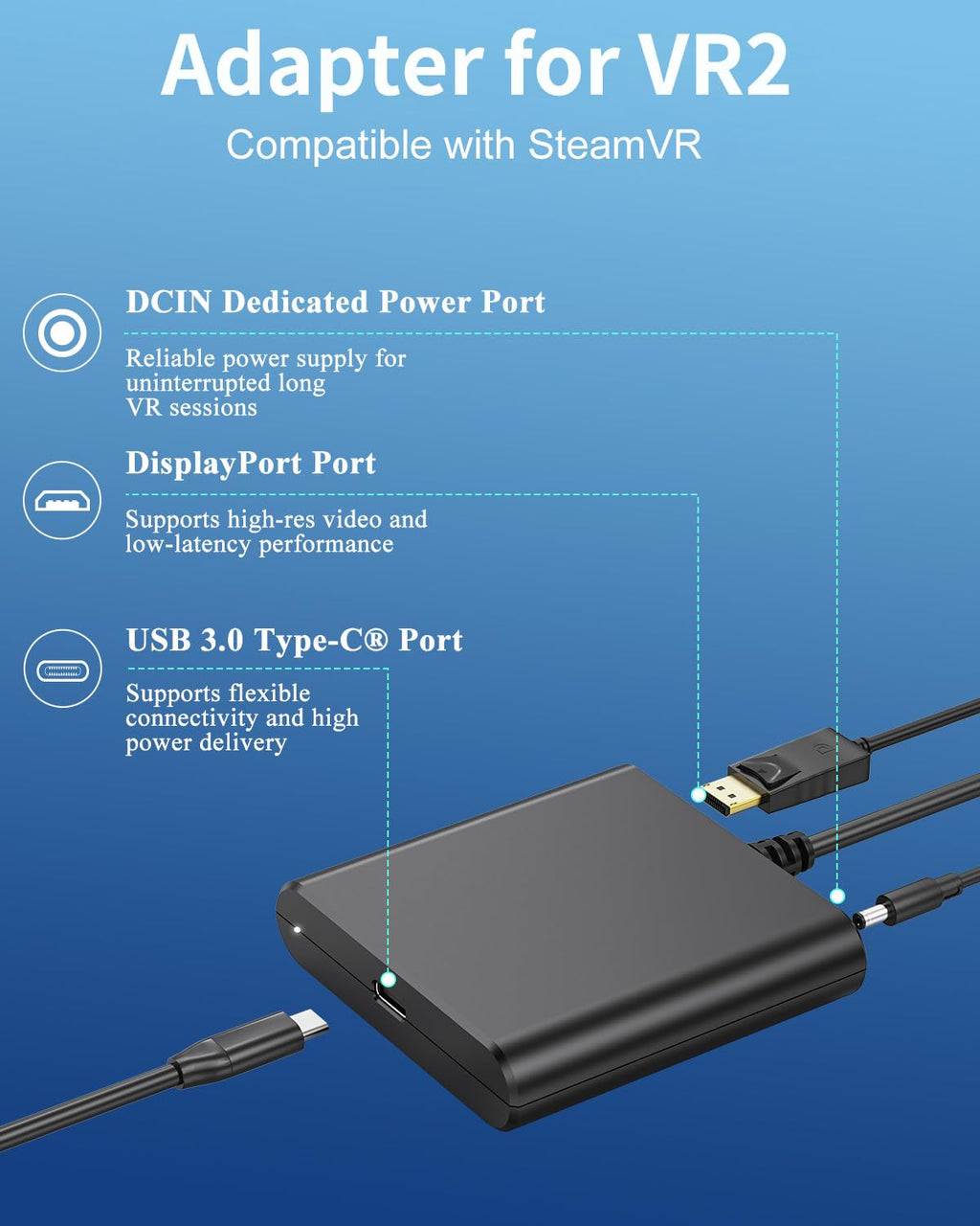 Adapter for VR2 with DP 1.4 Cable & 15W AC Power Supply P38569