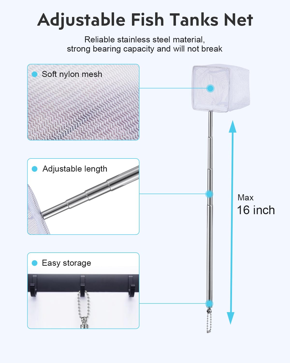 7-in-1 Fish Tank Cleaning Kit with Algae Scraper & Aquarium Brushes E596305