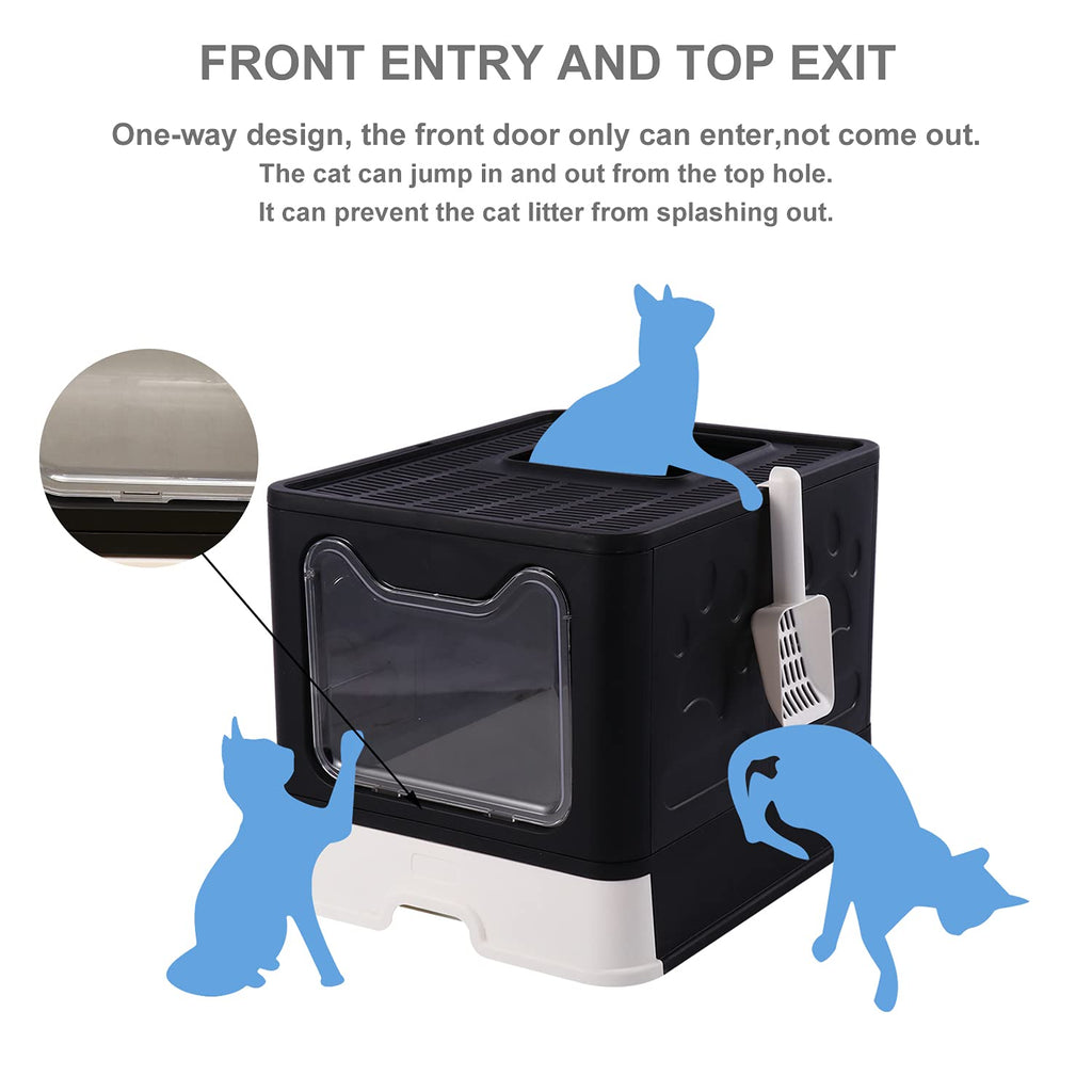Foldable Large Cat Litter Box with Lid E746086