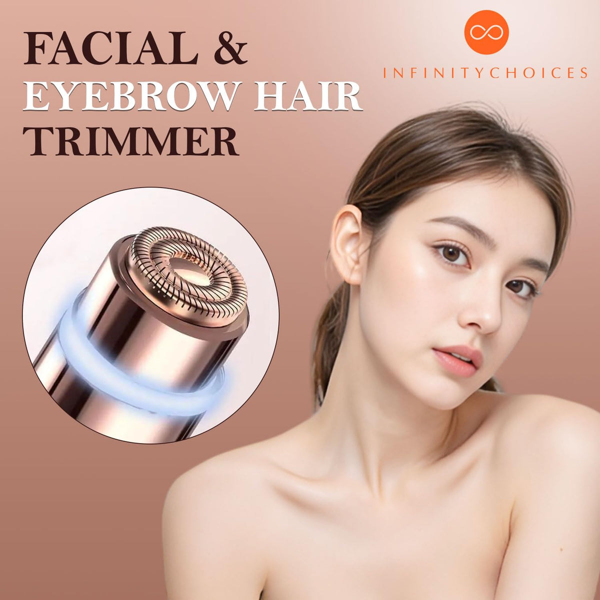 2 in1 Rechargeable Facial Hair Removal & Eyebrow Shaver with LED Light R4520