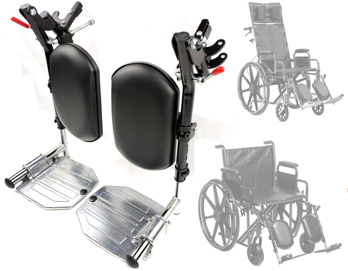 Heavy Duty Wheelchair Elevating Leg Rest with Calf Pad, Black K931