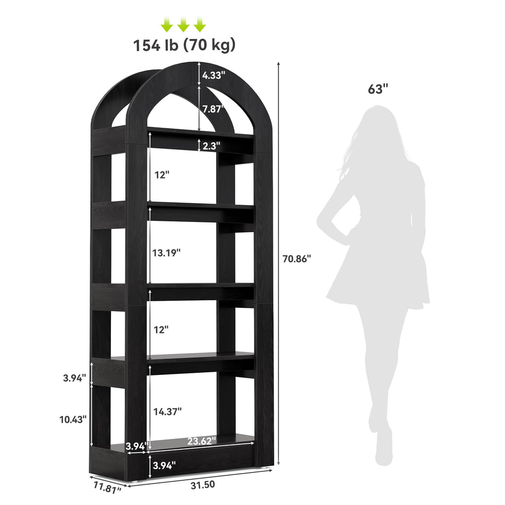 5-Tier Arch-Shaped Wooden Bookshelf R633659