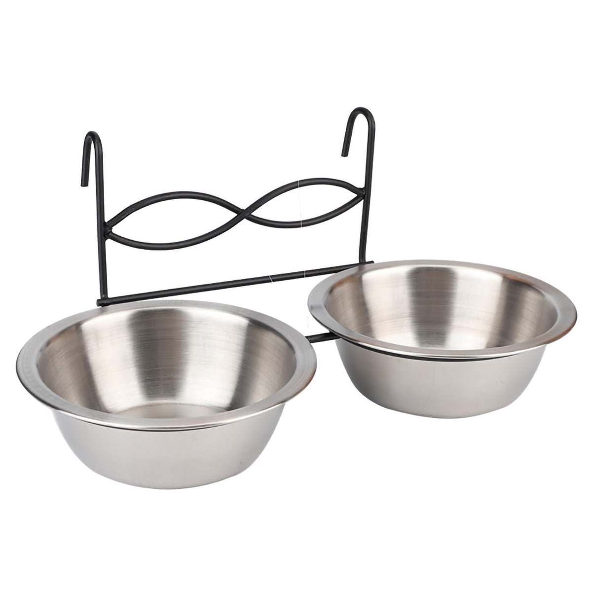 Stainless Steel Hanging Pet Bowls, 2 Bowls 1 Hook F261