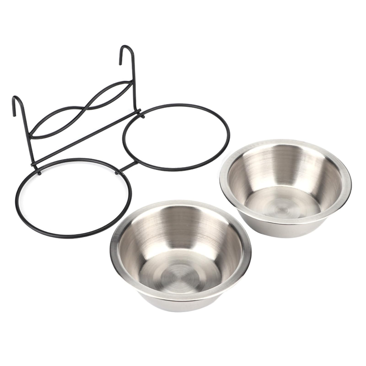 Stainless Steel Hanging Pet Bowls, 2 Bowls 1 Hook F261
