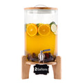 2 Gallon Glass Beverage Dispenser with Wood Stand and Stainless Steel Spigot V3523