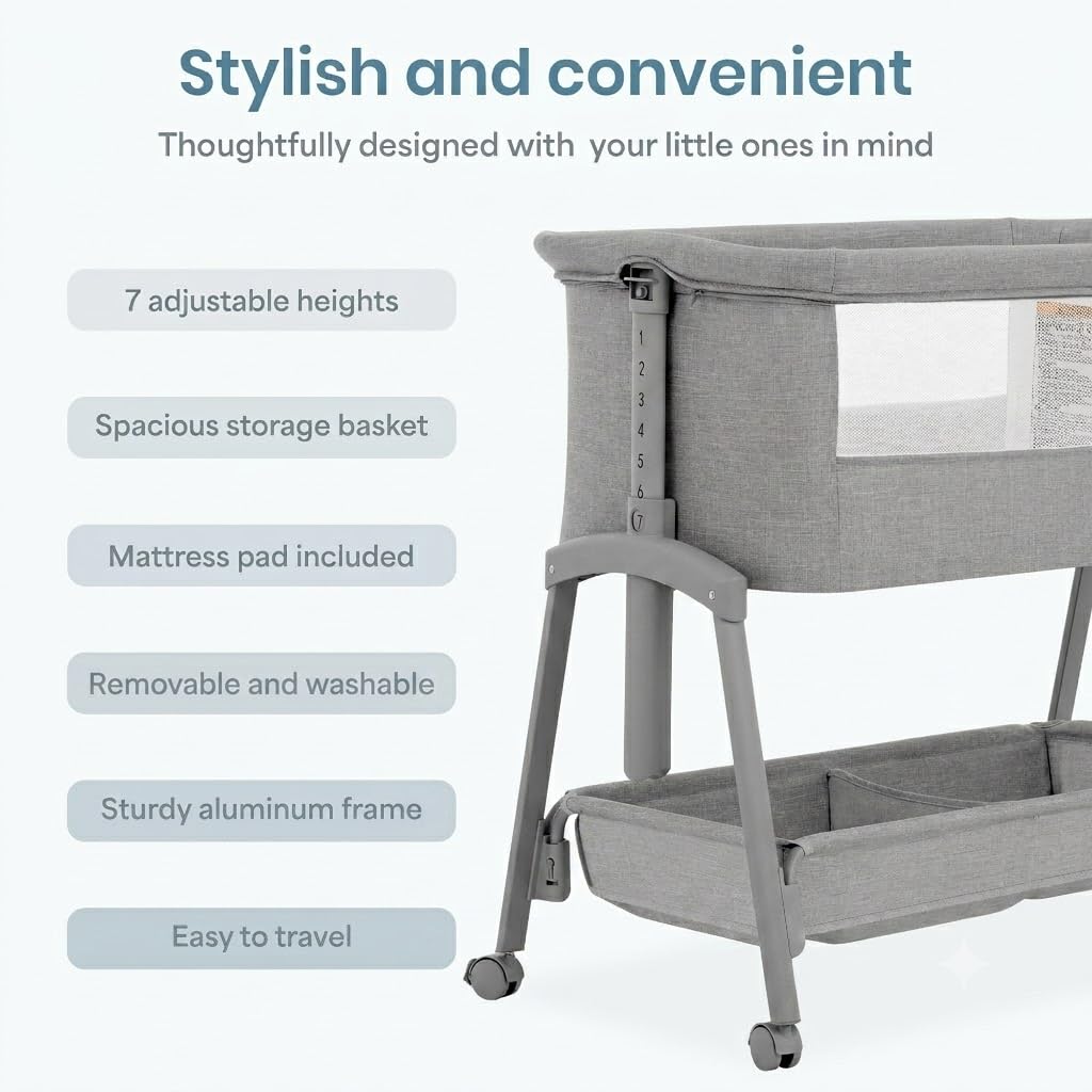 Foldable Portable Bassinet - Gray C2388