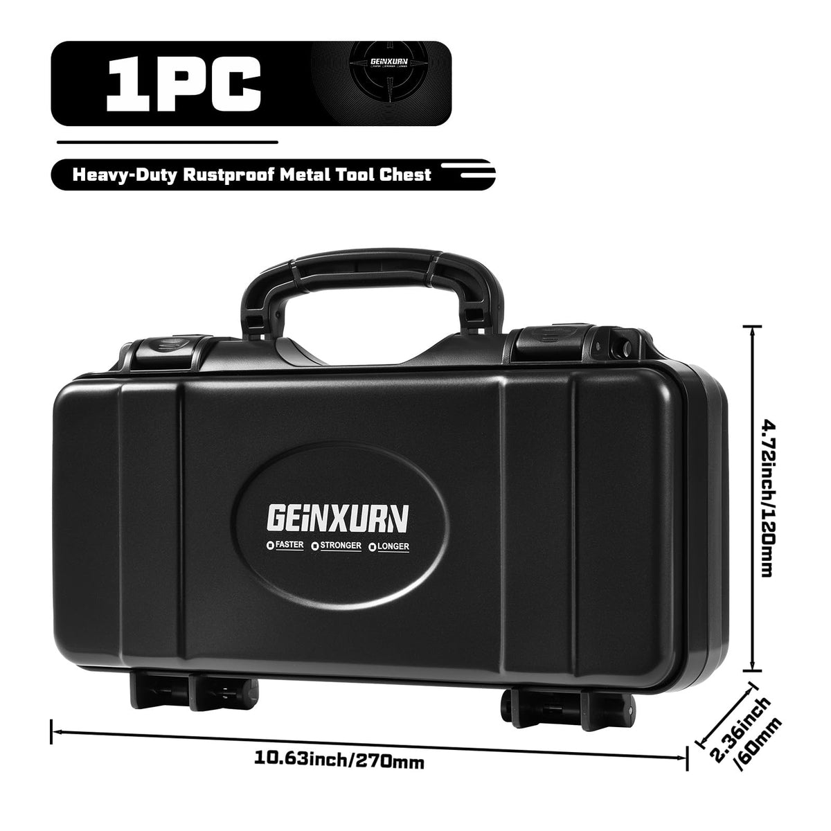 Black Steel Tool Box with Safety Latch and Handle F777139