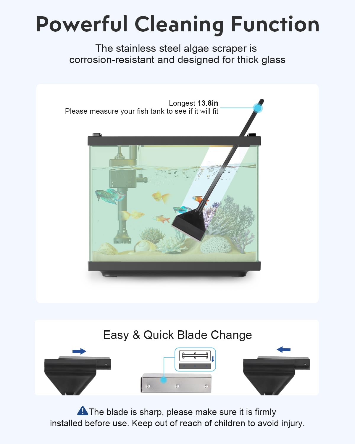 7-in-1 Fish Tank Cleaning Kit with Algae Scraper & Aquarium Brushes E596305