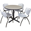 Round Breakroom Table Set with 4 Chairs Grey N236950