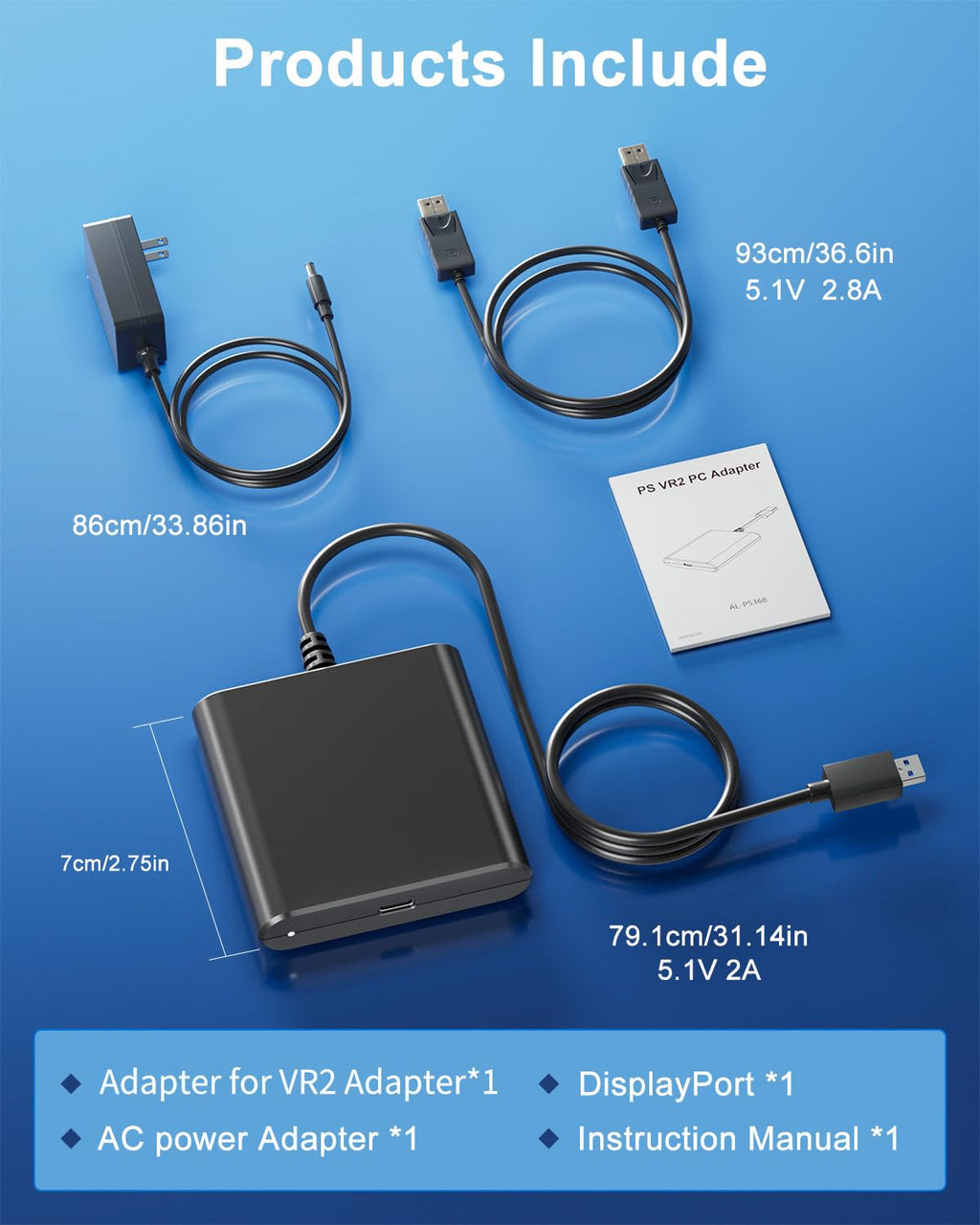 Adapter for VR2 with DP 1.4 Cable & 15W AC Power Supply P38569