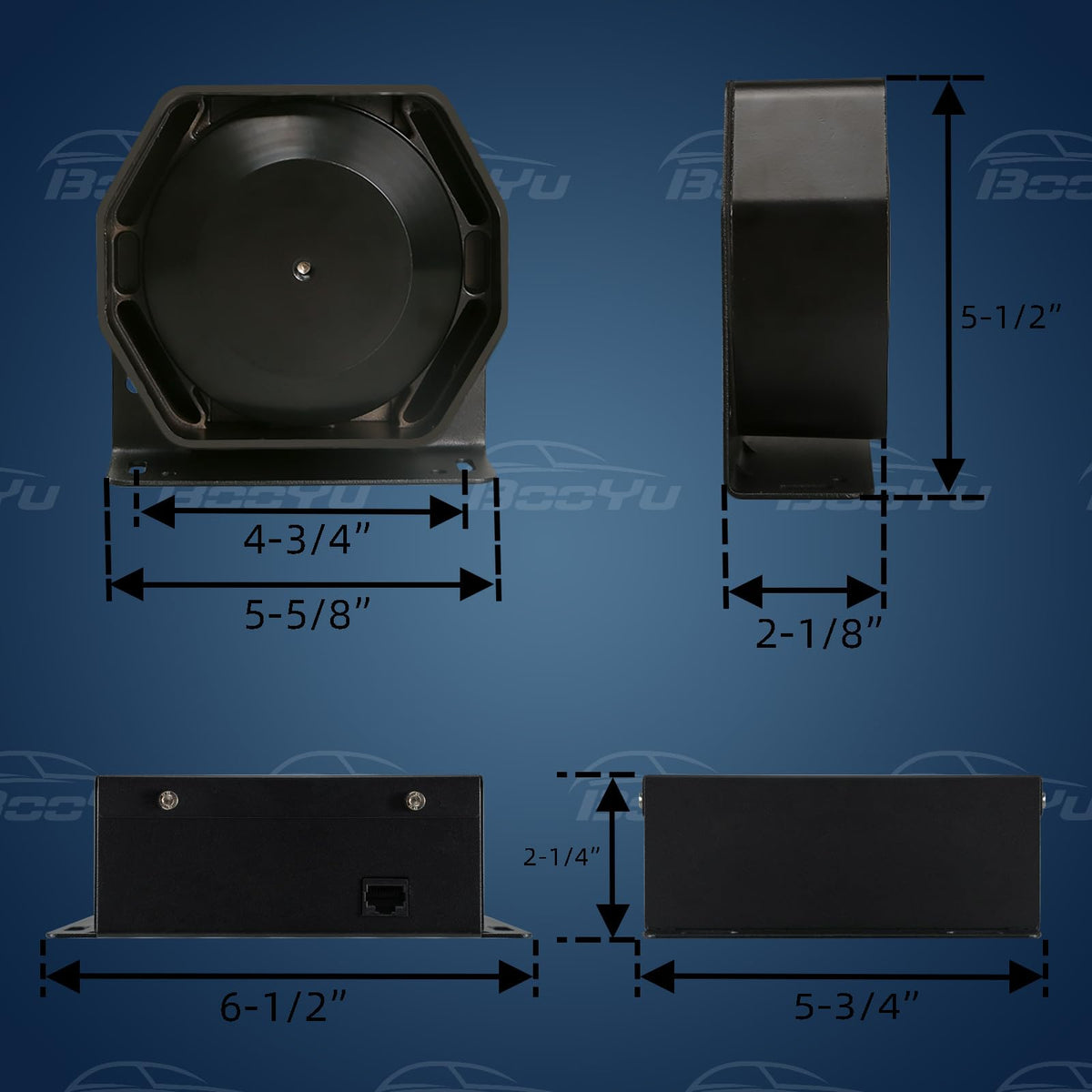 200W Emergency Slim Horn Speaker Siren PA System with Handheld Microphone K4731
