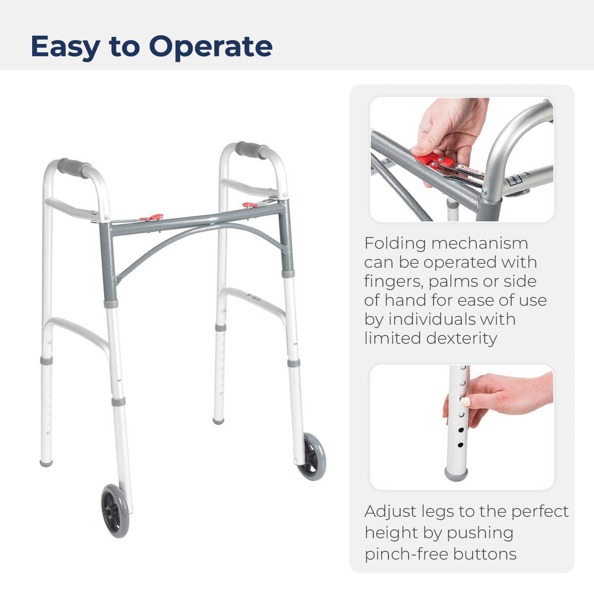 Shower Chair Bath Seat with Padded Arms and Adjustable Legs & Folding Walker with Wheels K10606