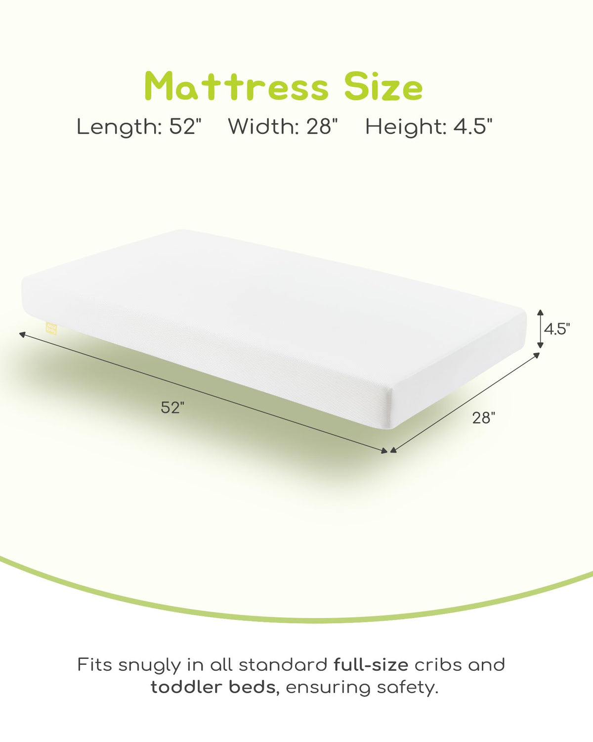 Breathable Standard Full Size Crib Mattress with Waterproof Machine Washable Cover X838