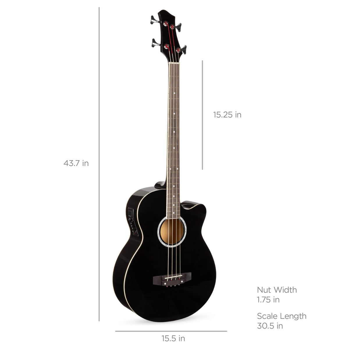 Full Size 4 String Black Acoustic Electric Bass Guitar L7375