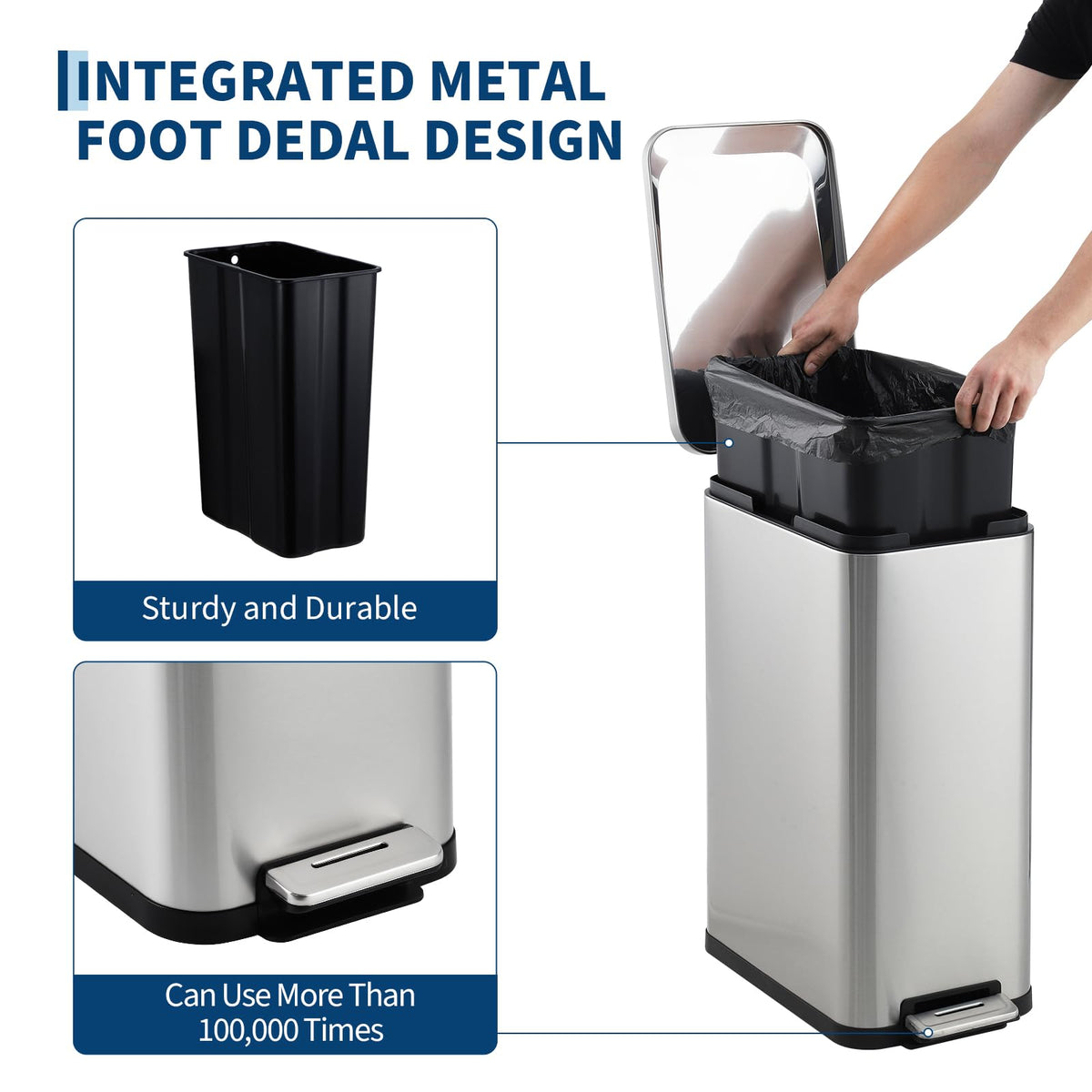 50L Slim Stainless Steel Kitchen Trash Can Z41453