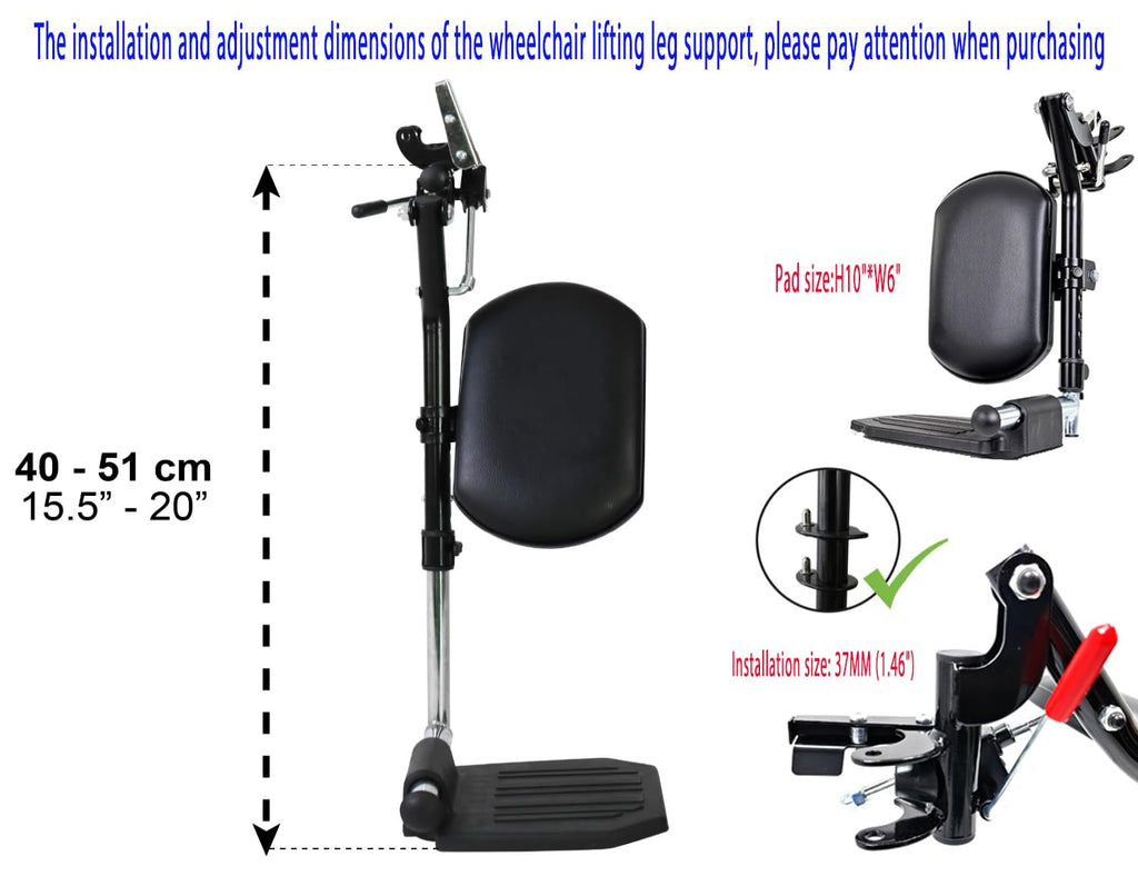 Heavy Duty Wheelchair Elevating Leg Rest with Calf Pad, Black K931