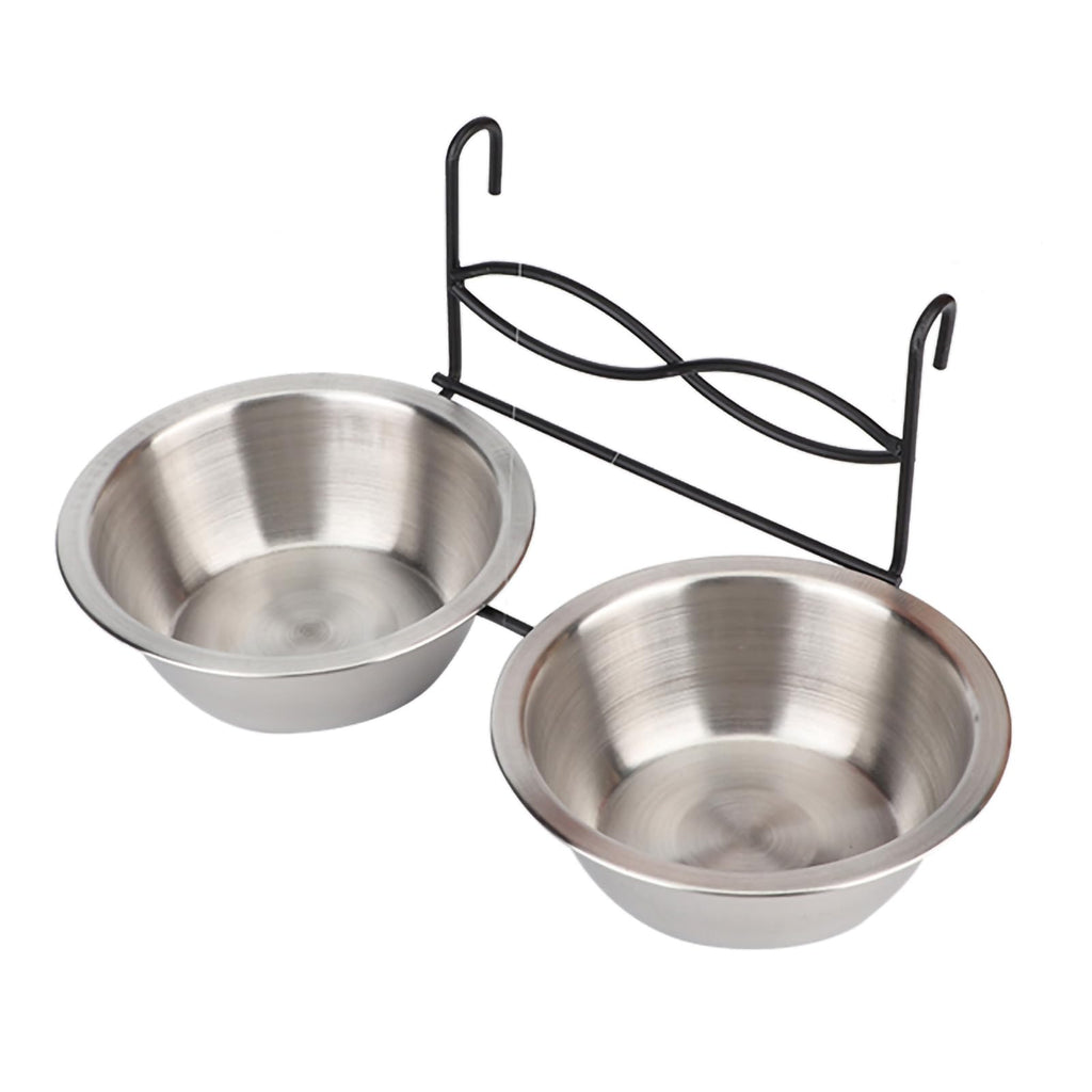 Stainless Steel Hanging Pet Bowls, 2 Bowls 1 Hook F261