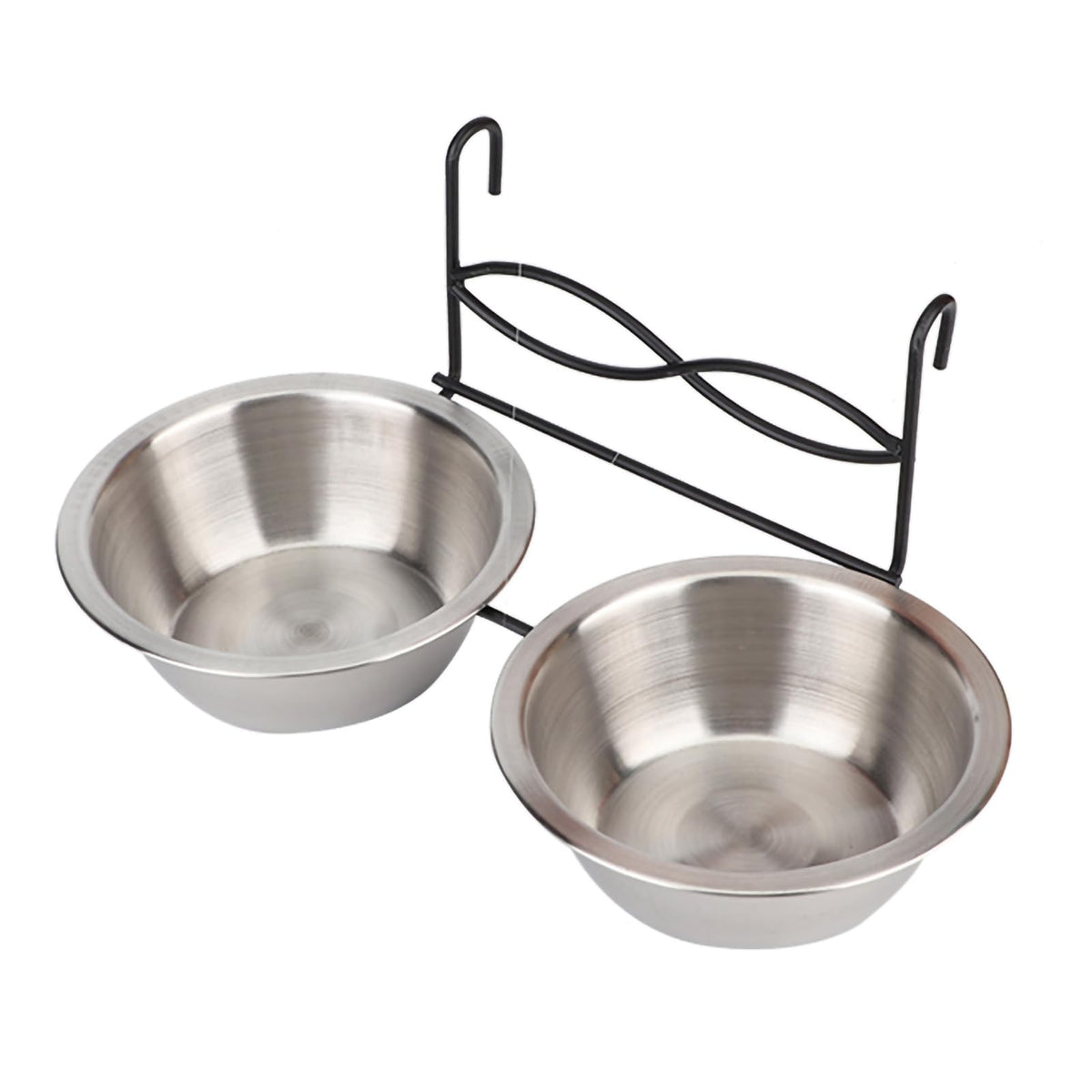 Stainless Steel Hanging Pet Bowls, 2 Bowls 1 Hook F261