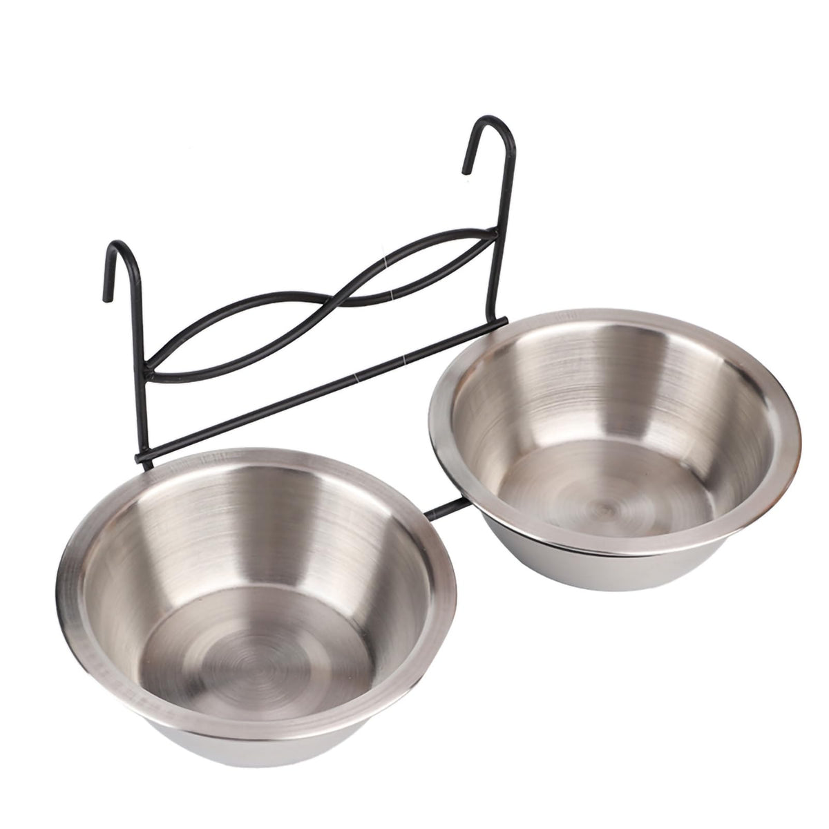 Stainless Steel Hanging Pet Bowls, 2 Bowls 1 Hook F261