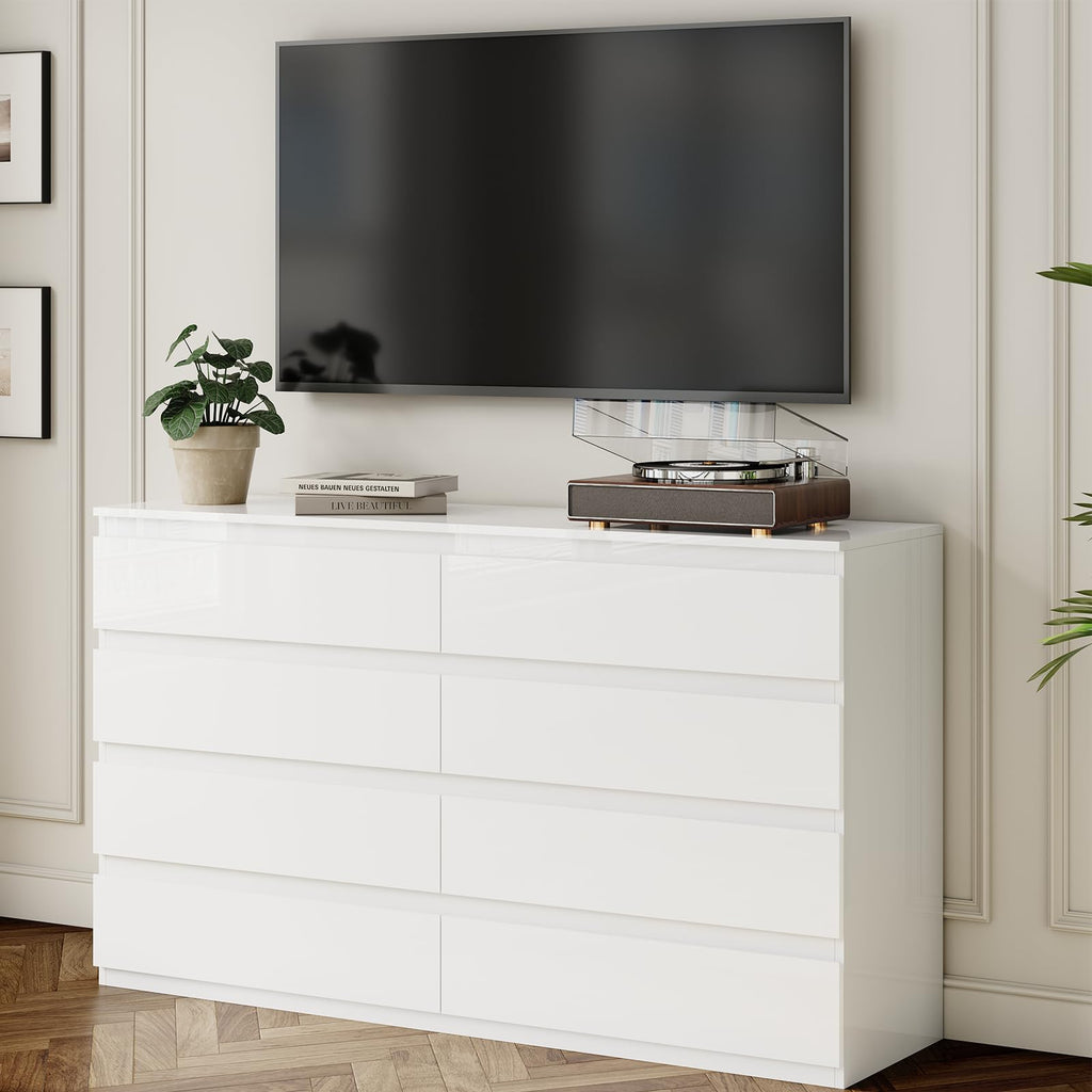 White 8 Drawer Wood Dresser C82528