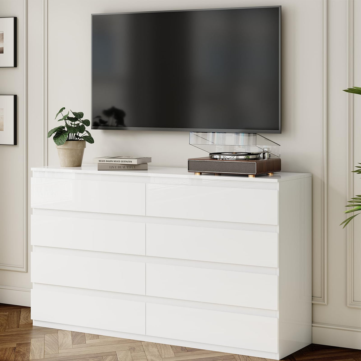 White 8 Drawer Wood Dresser C82528