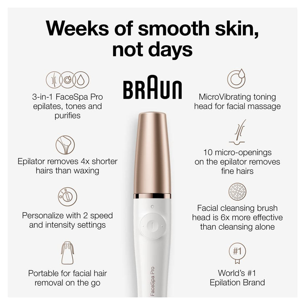 Facial Hair Removal Device 3-in-1 Epilating Cleansing Brush and Skin Toning X75637
