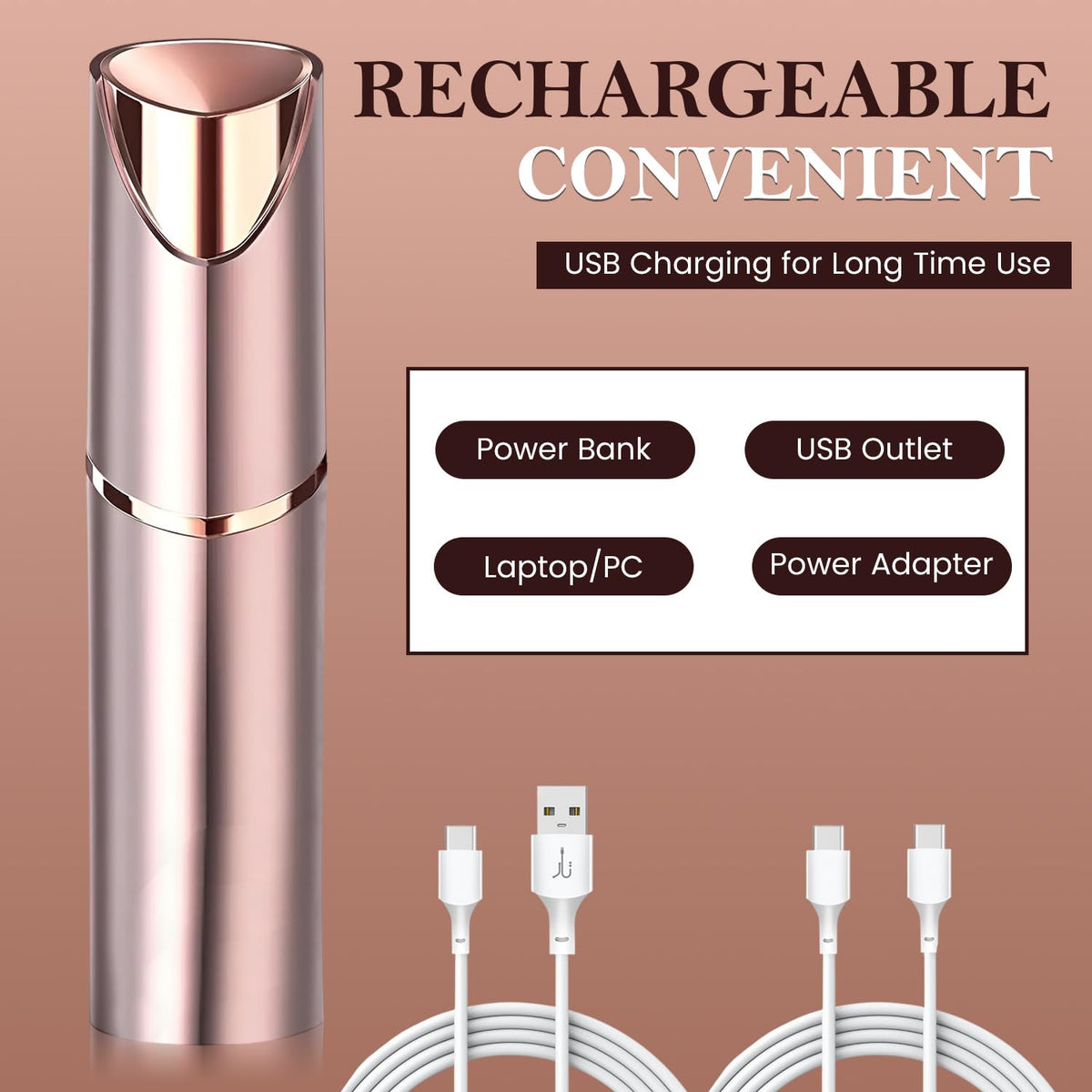 2 in1 Rechargeable Facial Hair Removal & Eyebrow Shaver with LED Light R4520