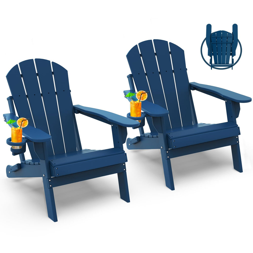 Folding Adirondack Chairs Set of 2 Blue F560