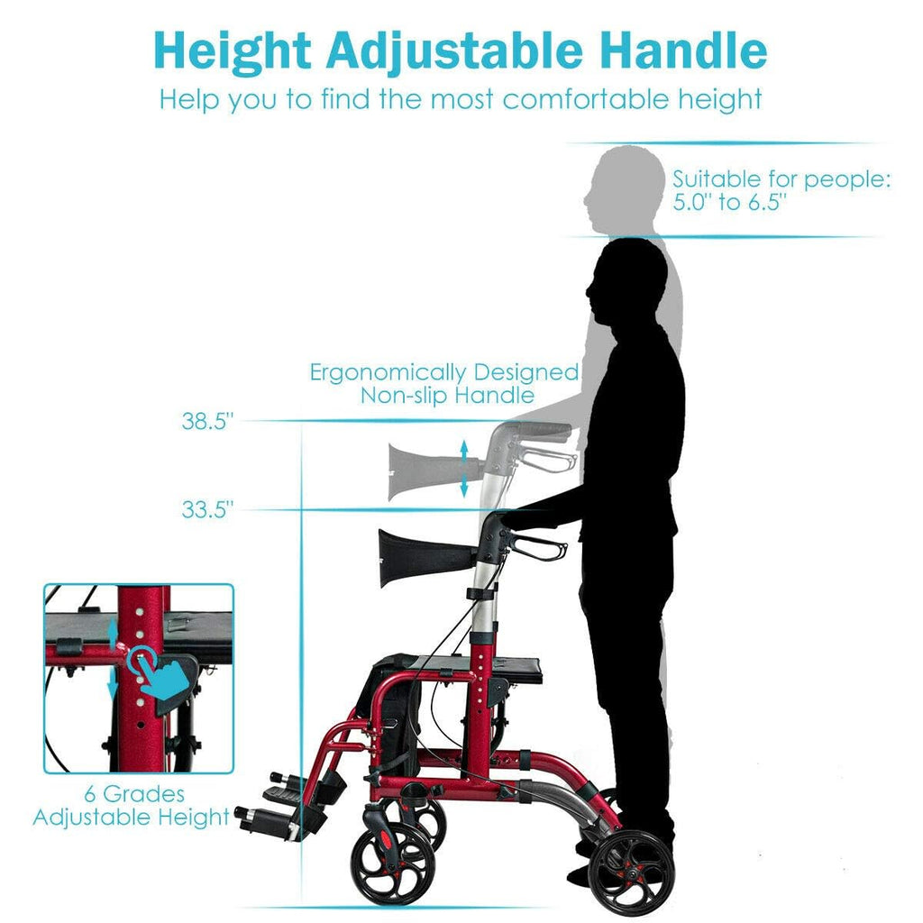 2 in 1 Folding Rollator Walker with Seat S70332