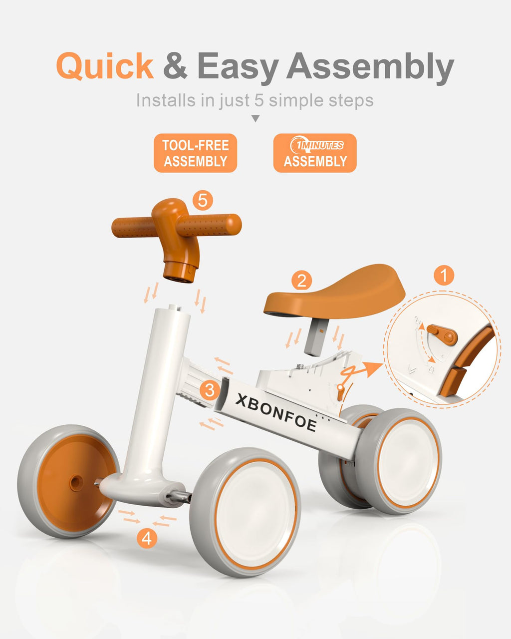 10-24 Month No Pedal Balance Bike with 4 Wheels I5400