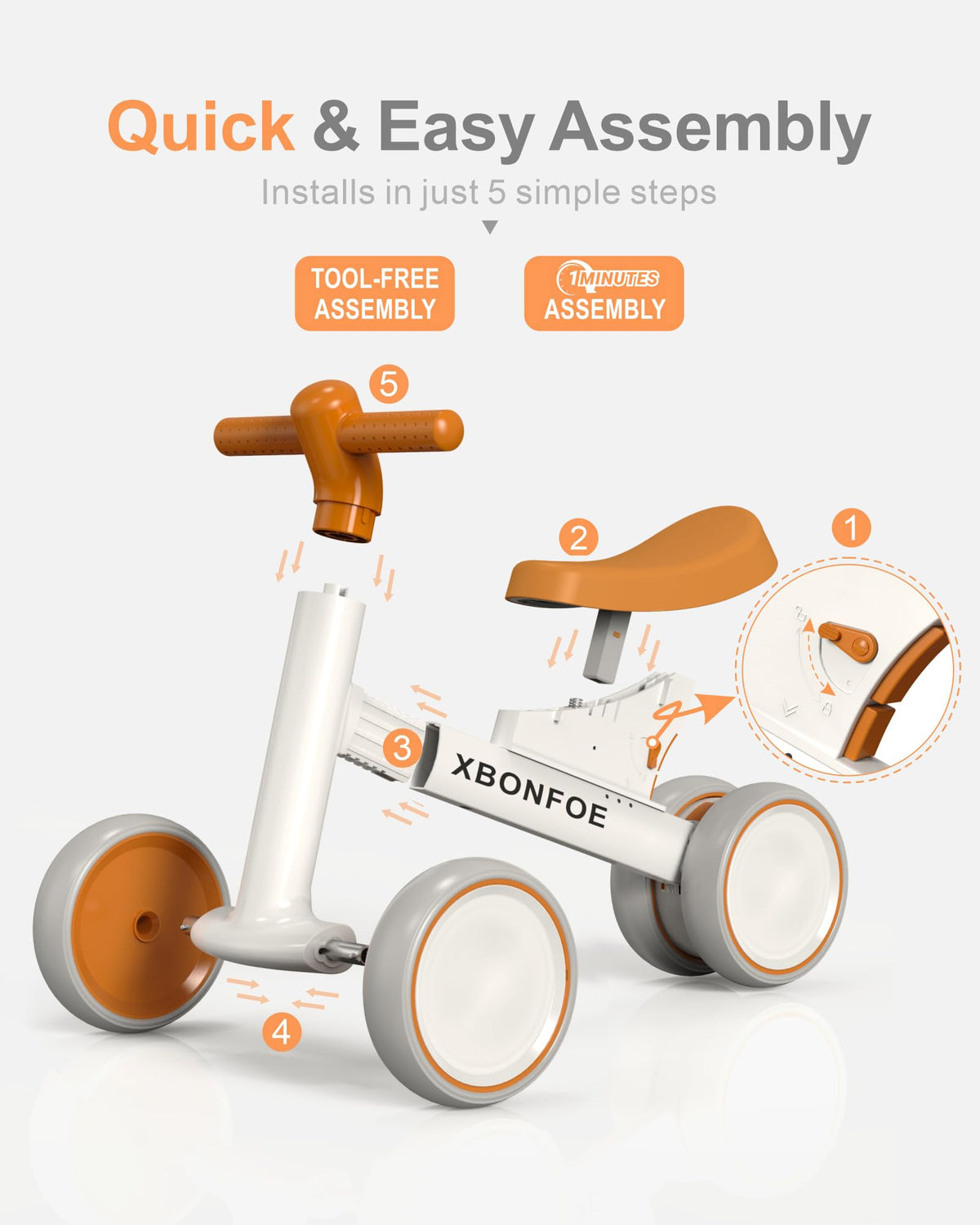 10-24 Month No Pedal Balance Bike with 4 Wheels I5400