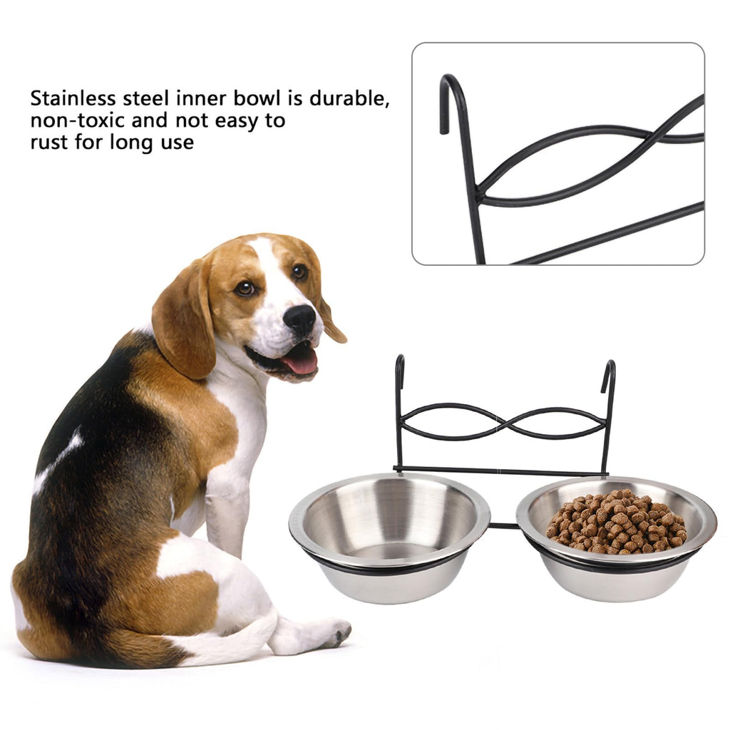 Stainless Steel Hanging Pet Bowls, 2 Bowls 1 Hook F261