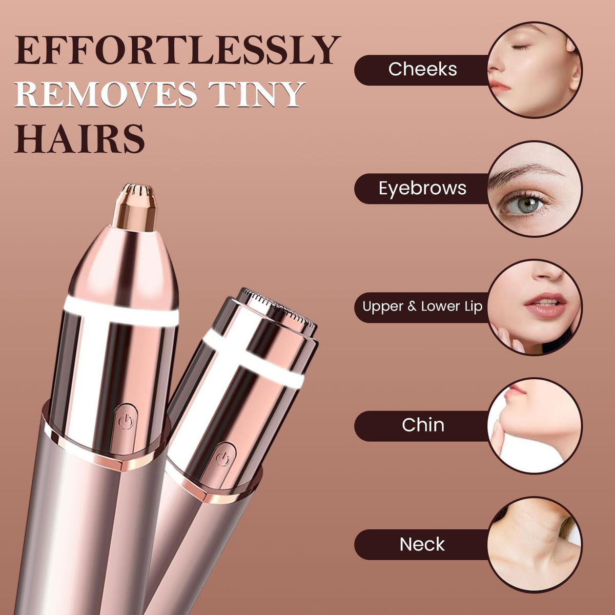 2 in1 Rechargeable Facial Hair Removal & Eyebrow Shaver with LED Light R4520