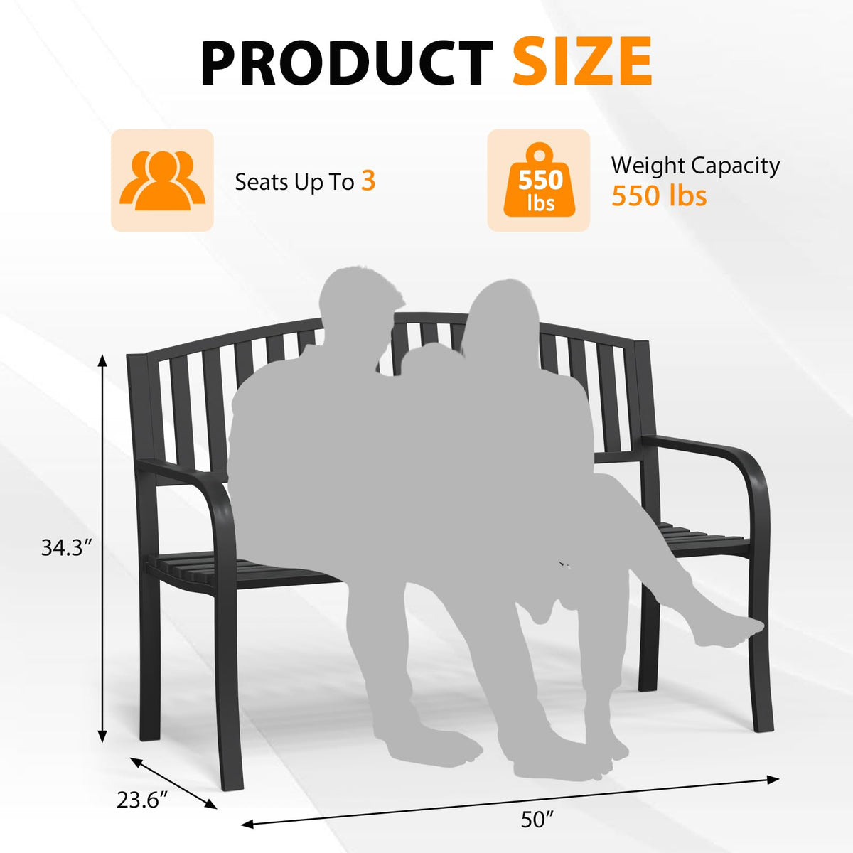 50" Anti-Rust Weatherproof Outdoor Bench T498