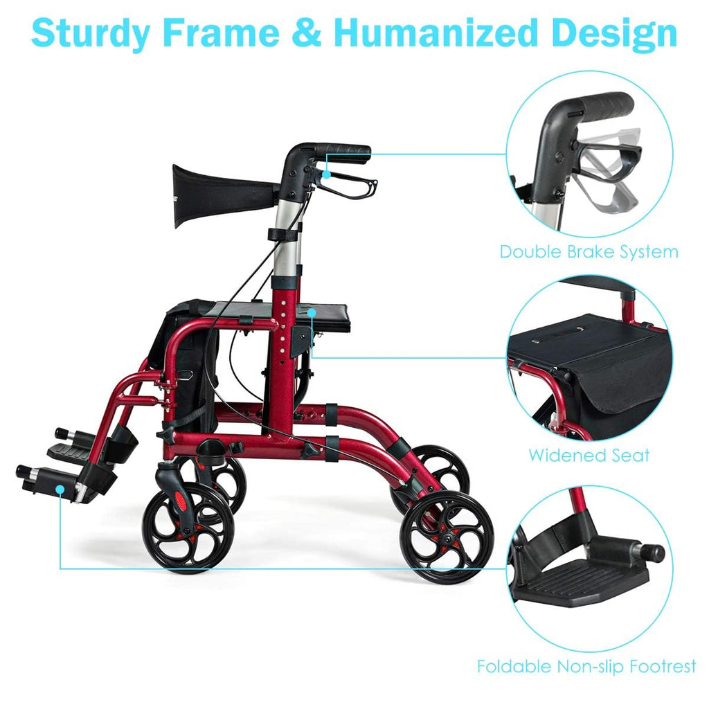 2 in 1 Folding Rollator Walker with Seat S70332