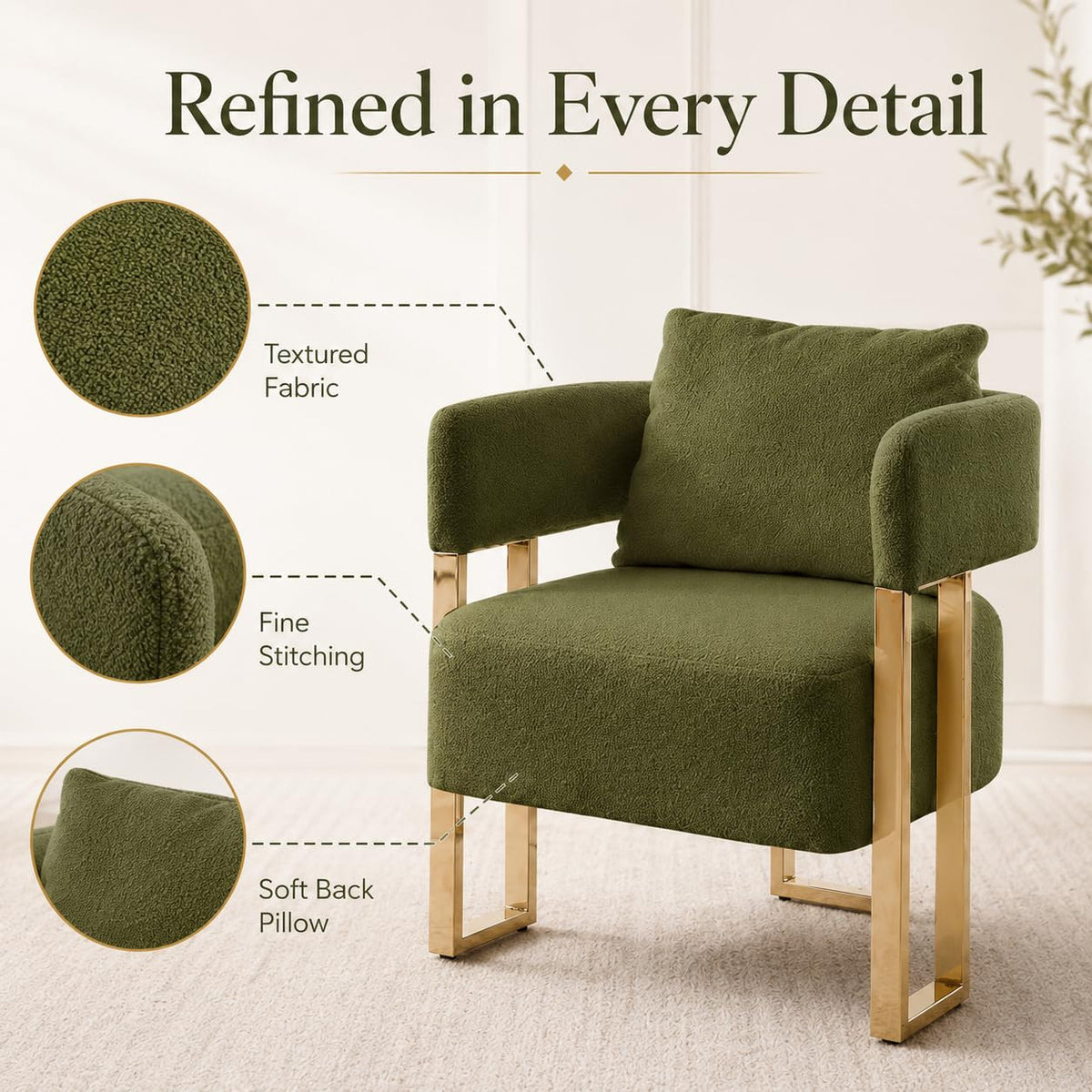 Green Teddy Accent Chair Set of 2 Upholstered Arm Chair R591610
